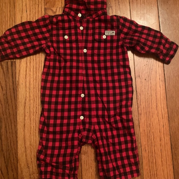 Ralph Lauren Infant Red Plaid Coverall - Picture 1 of 2